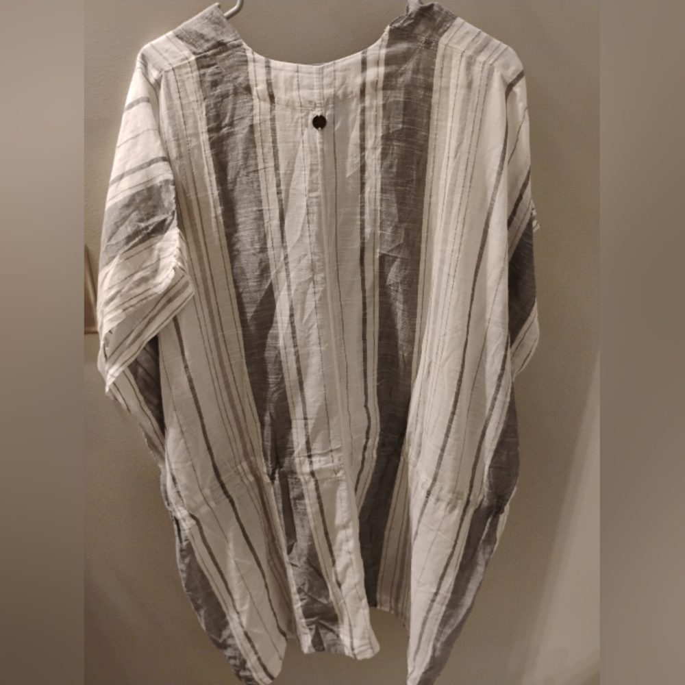 prAna $79 Size XL Charcoal Marina Bay Tunic Beach Cover Up Stripe Organic Cotton - Picture 10 of 11